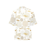 Beautiful gold japanese pattern Women's All Over Print Hawaiian Shirt