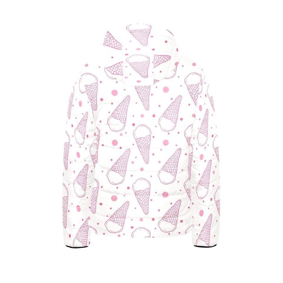 Hand drawn ice cream pattern Kids' Boys' Girls' Padded Hooded Jacket