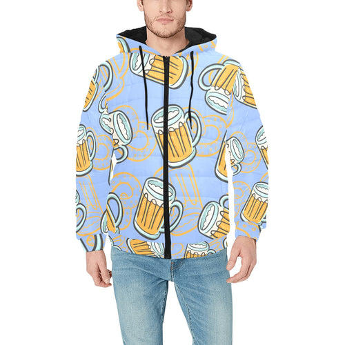 Beer pattern Men's Padded Hooded Jacket