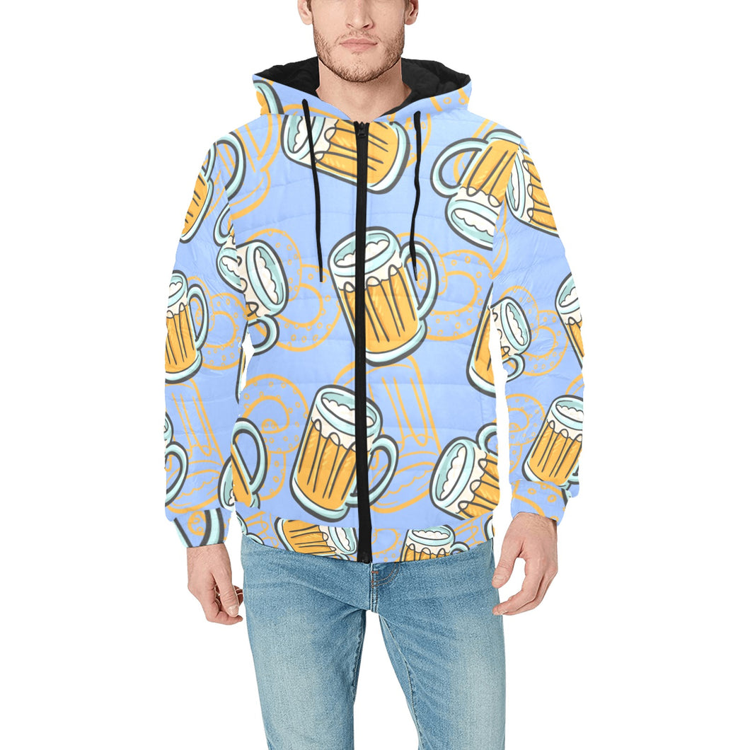 Beer pattern Men's Padded Hooded Jacket