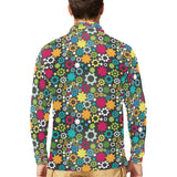 Gear Pattern Print Design 03 Men's Long Sleeve Polo Shirt