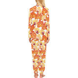 Orange yellow orchid flower pattern background Women's All Over Print Pajama Set