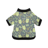 Cute owls leaves pattern All Over Print Pet Dog Round Neck Fuzzy Shirt