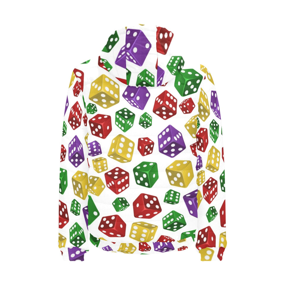 Dice Pattern Print Design 03 Men's Padded Hooded Jacket