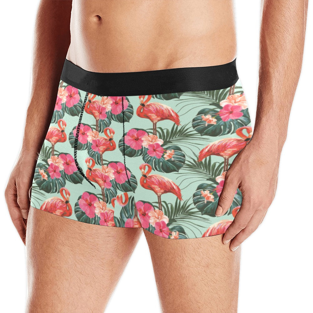 Beautiful flamingo tropical palm leaves hibiscus p Men's All Over Print Boxer Briefs Men's Underwear