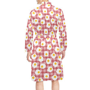 Fried Eggs Pattern Print Design 03 Men's Long Sleeve Belted Night Robe