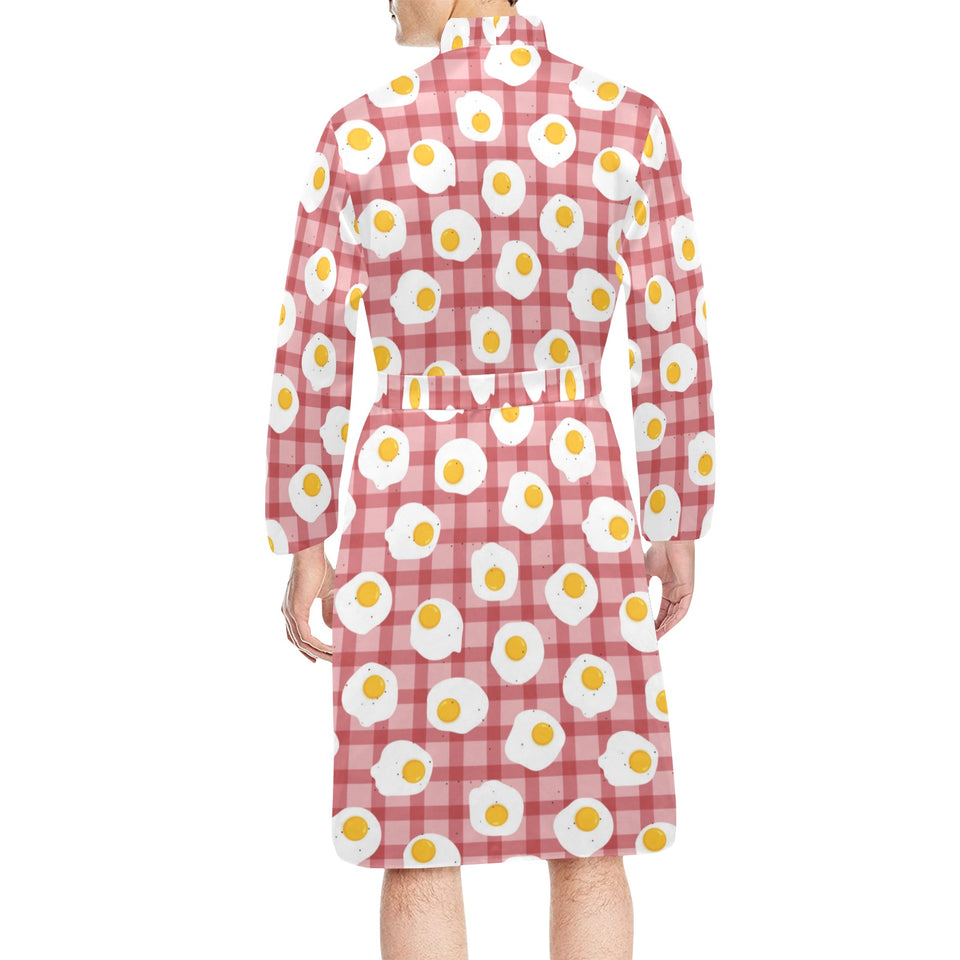 Fried Eggs Pattern Print Design 03 Men's Long Sleeve Belted Night Robe
