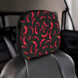 Chili peppers pattern black background Car Headrest Cover