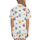 Colorful helicopter pattern Women's V-Neck Short Pajama Set
