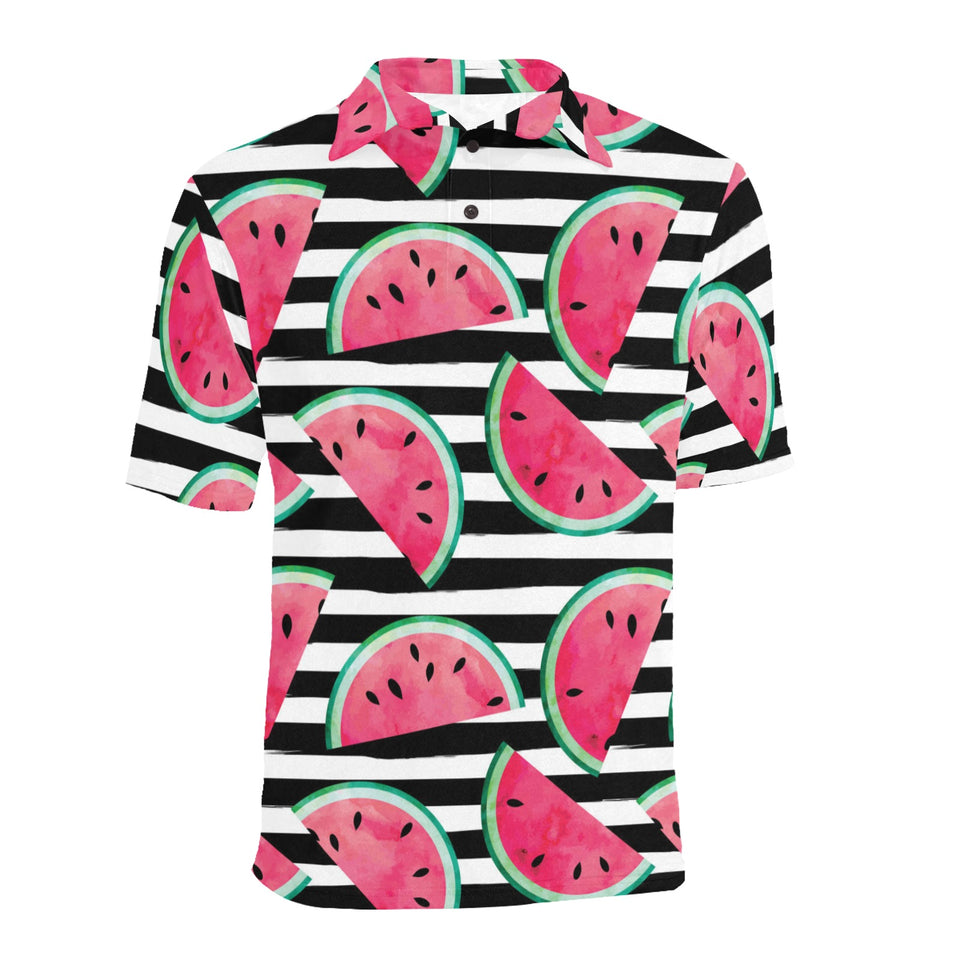 Watercolor paint textured watermelon pieces Men's All Over Print Polo Shirt
