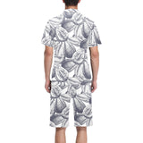 Guava tropical hand drawn pattern Men's V-Neck Short Pajama Set