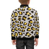 Gray Leopard print pattern Kids' Boys' Girls' Bomber Jacket
