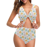 colorful onions white background Chest Bowknot High Waisted Bikini Swimsuit