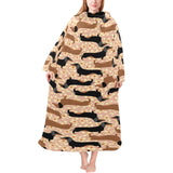 Dachshund floral background Blanket Robe with Sleeves