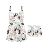 cute mermaid pattern Chest Sexy Pleated Two Piece Swim Dress