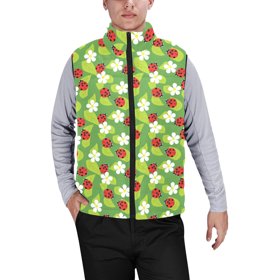 Ladybug Pattern Print Design 01 Men's Padded Vest