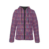 Eiffel Tower Pattern Print Design 05 Women's Padded Hooded Jacket