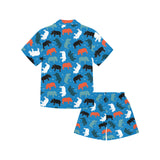 Colorful rhino pattern Kids' Boys' Girls' V-Neck Short Pajama Set