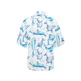 Watercolor dolphin pattern Women's All Over Print Hawaiian Shirt