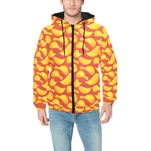 Potato Chips Pattern Print Design 05 Men's Padded Hooded Jacket