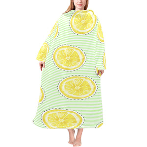 slice of lemon pattern Blanket Robe with Sleeves