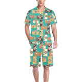 Camera Pattern Print Design 03 Men's V-Neck Short Pajama Set