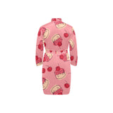 Cake cherry pattern Men's Long Sleeve Belted Night Robe