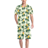 Beautiful parrot palm leaves pattern Men's V-Neck Short Pajama Set