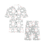 Rabbit cloud Pattern Men's V-Neck Short Pajama Set