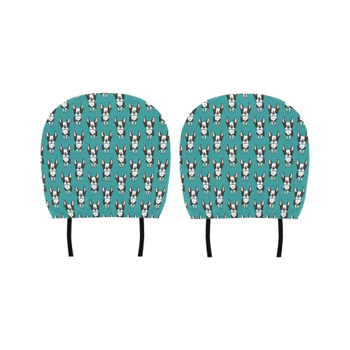 Hand drawn boston terrier dog pattern Car Headrest Cover