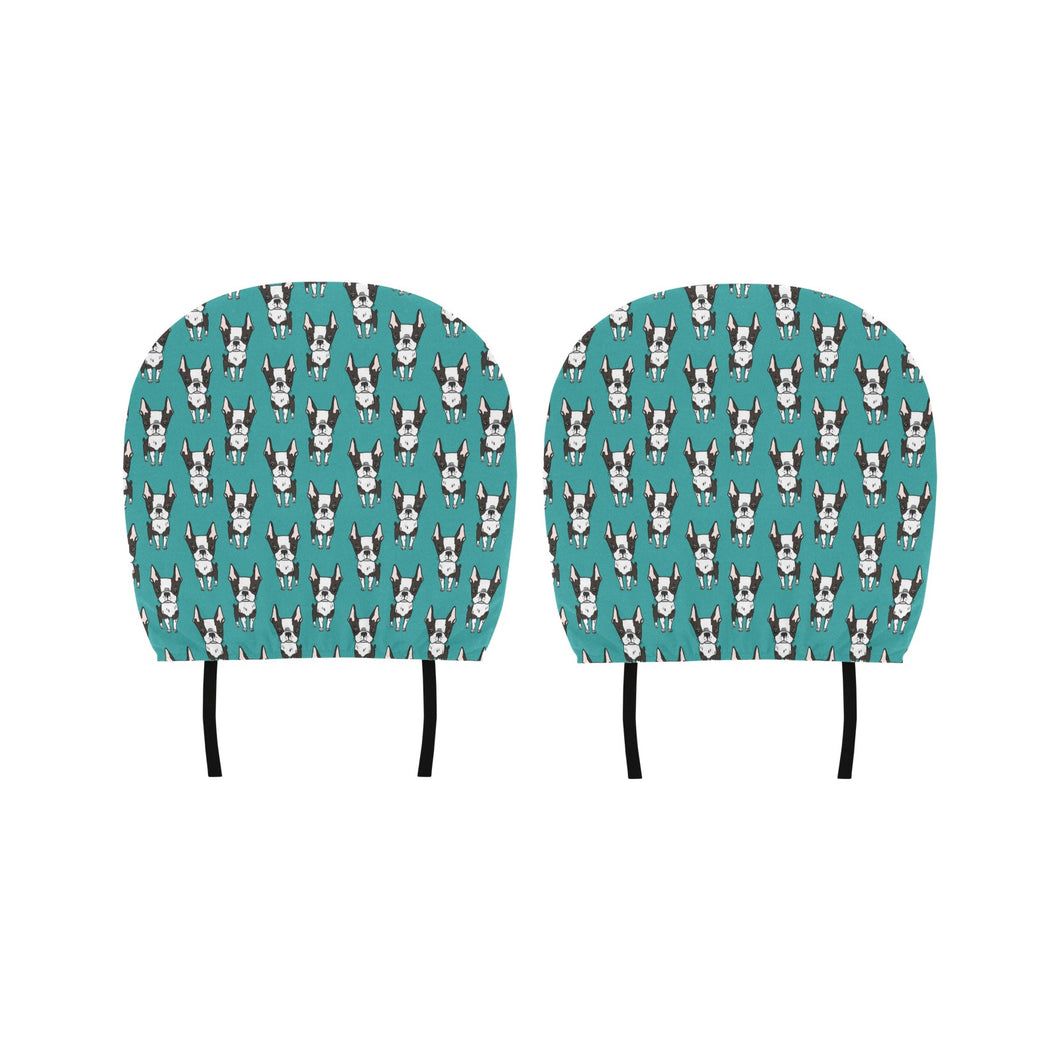 Hand drawn boston terrier dog pattern Car Headrest Cover