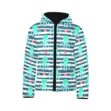 Cute octopuses heart striped background Kids' Boys' Girls' Padded Hooded Jacket