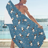 Cute boston terrier dog spattern Beach Towel