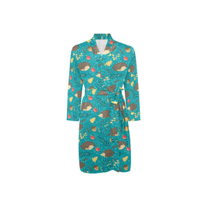 Hedgehog Pattern Print Design 01 Men's Long Sleeve Belted Night Robe