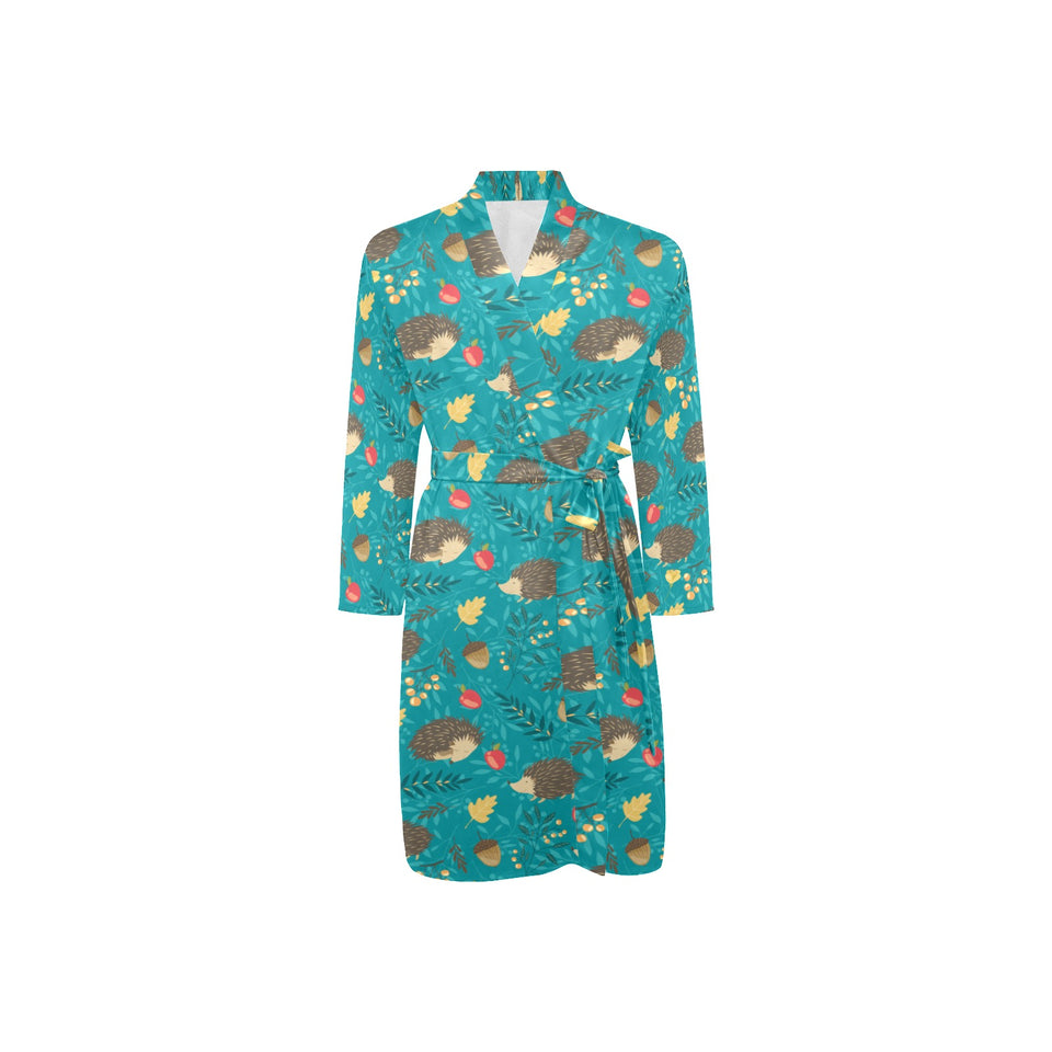 Hedgehog Pattern Print Design 01 Men's Long Sleeve Belted Night Robe