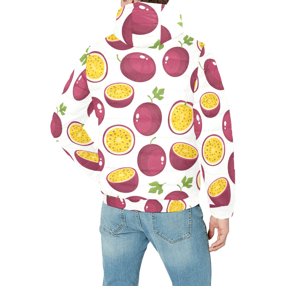 Passion fruit design pattern Men's Padded Hooded Jacket