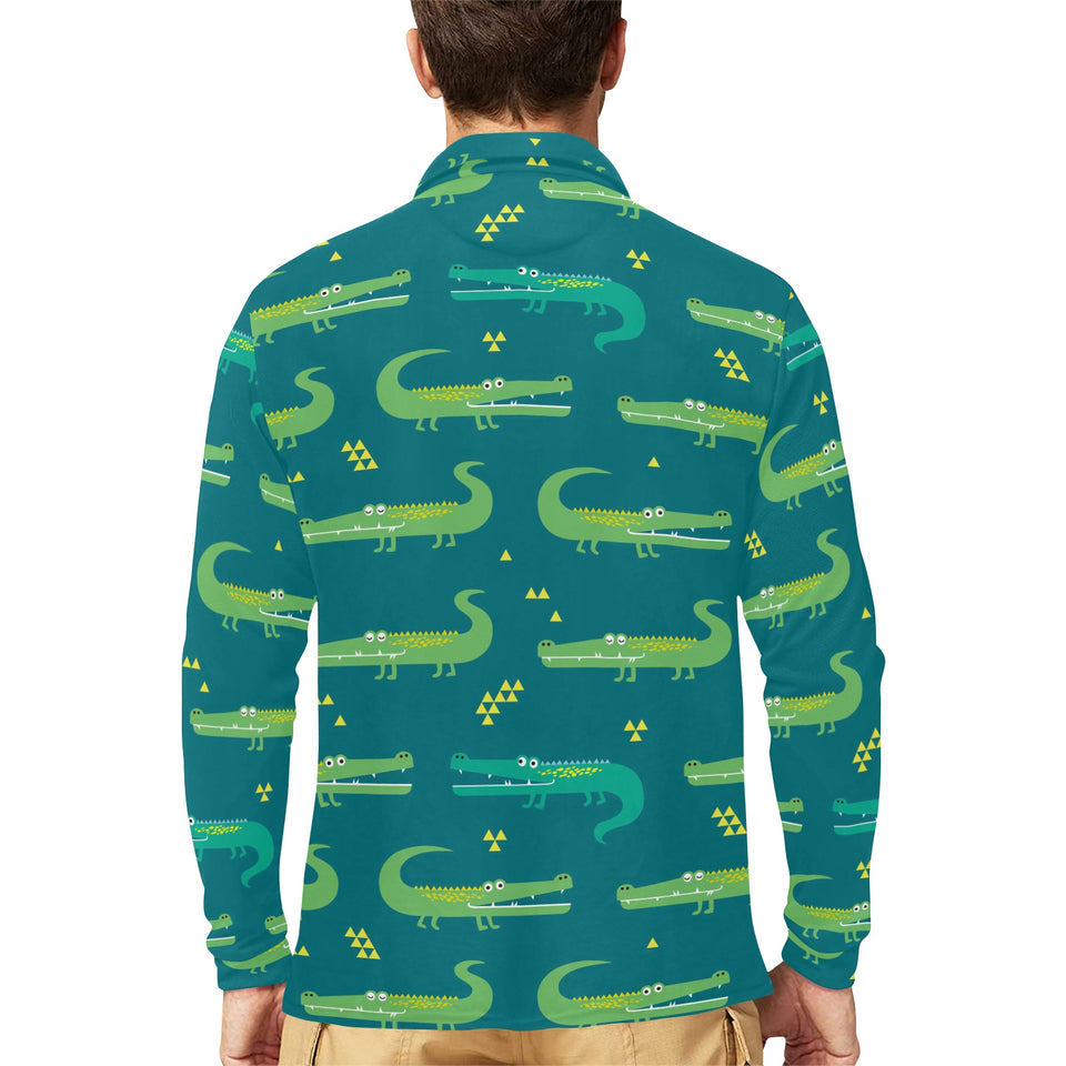 Crocodile pattern Men's Long Sleeve Polo Shirt