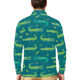 Crocodile pattern Men's Long Sleeve Polo Shirt