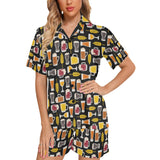 Beer type pattern Women's V-Neck Short Pajama Set