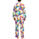 Colorful crow illustration pattern Men's Long Pajama Set