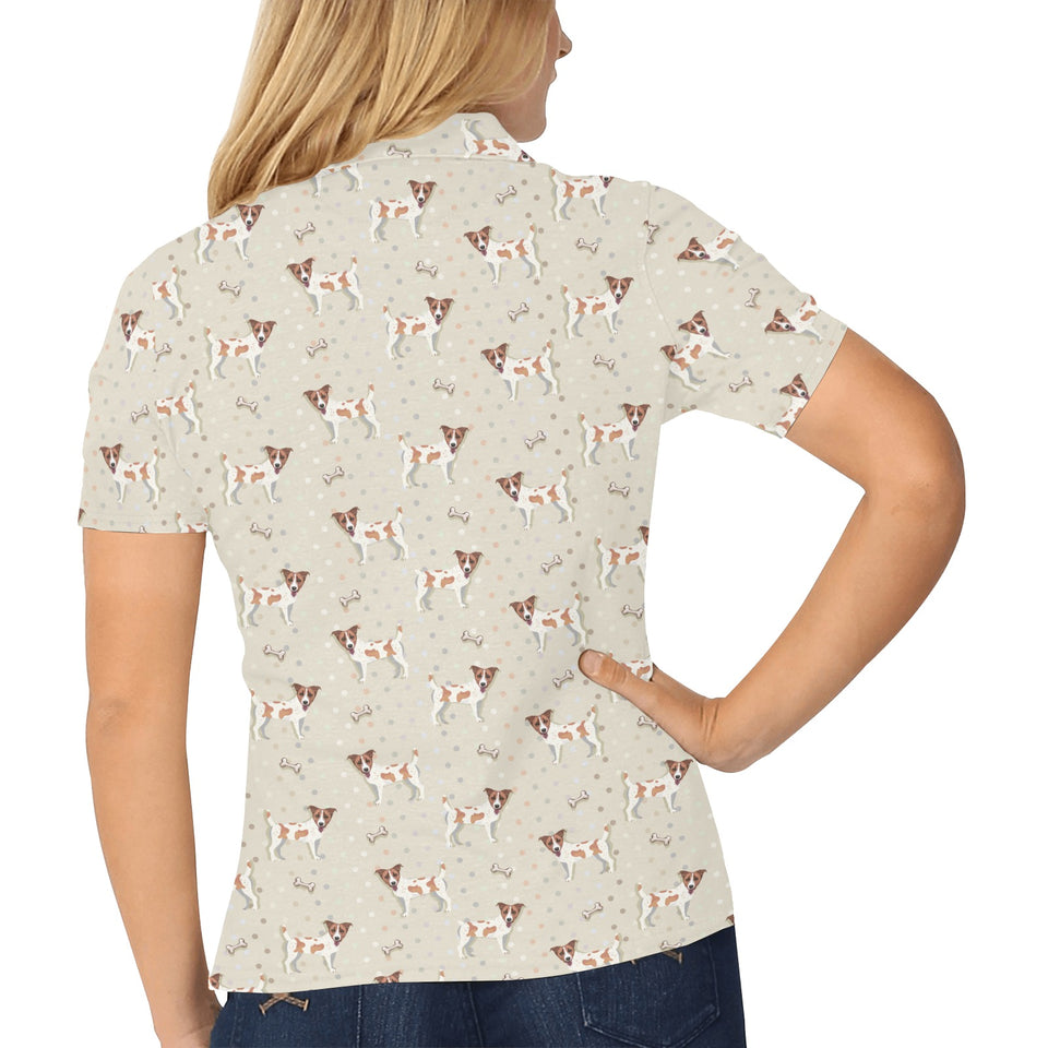 Jack Russel Pattern Print Design 02 Women's All Over Print Polo Shirt