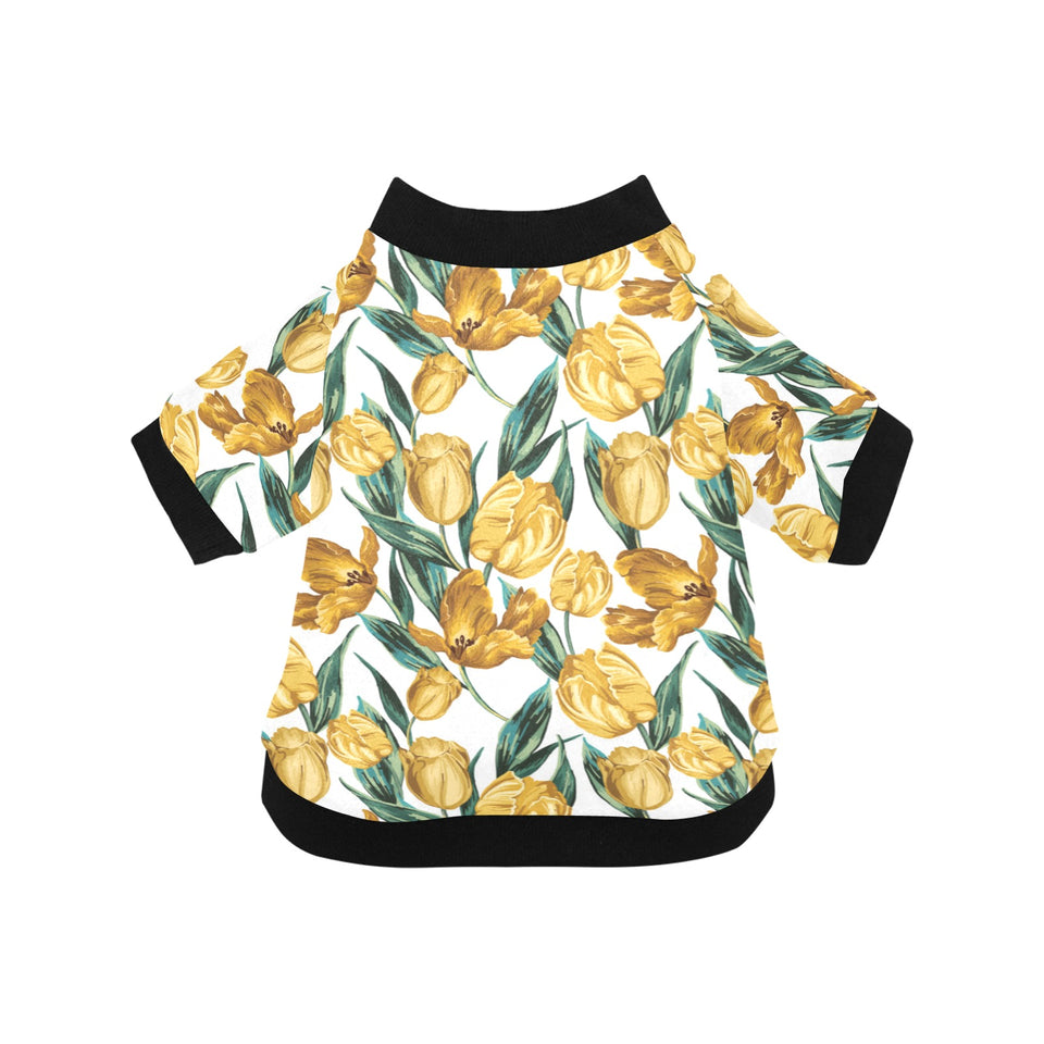 yellow tulips pattern All Over Print Pet Dog Round Neck Fuzzy Shirt