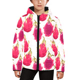 dragon fruits design pattern Kids' Boys' Girls' Padded Hooded Jacket