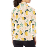 lemon flower leave pattern Women's Long Sleeve Polo Shirt