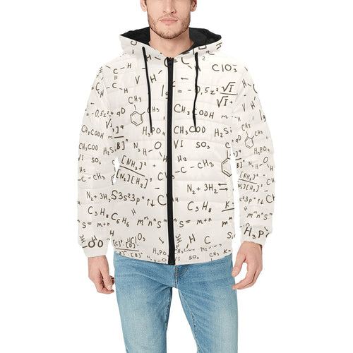Chemistry Periodic Table Pattern Print Design 04 Men's Padded Hooded Jacket
