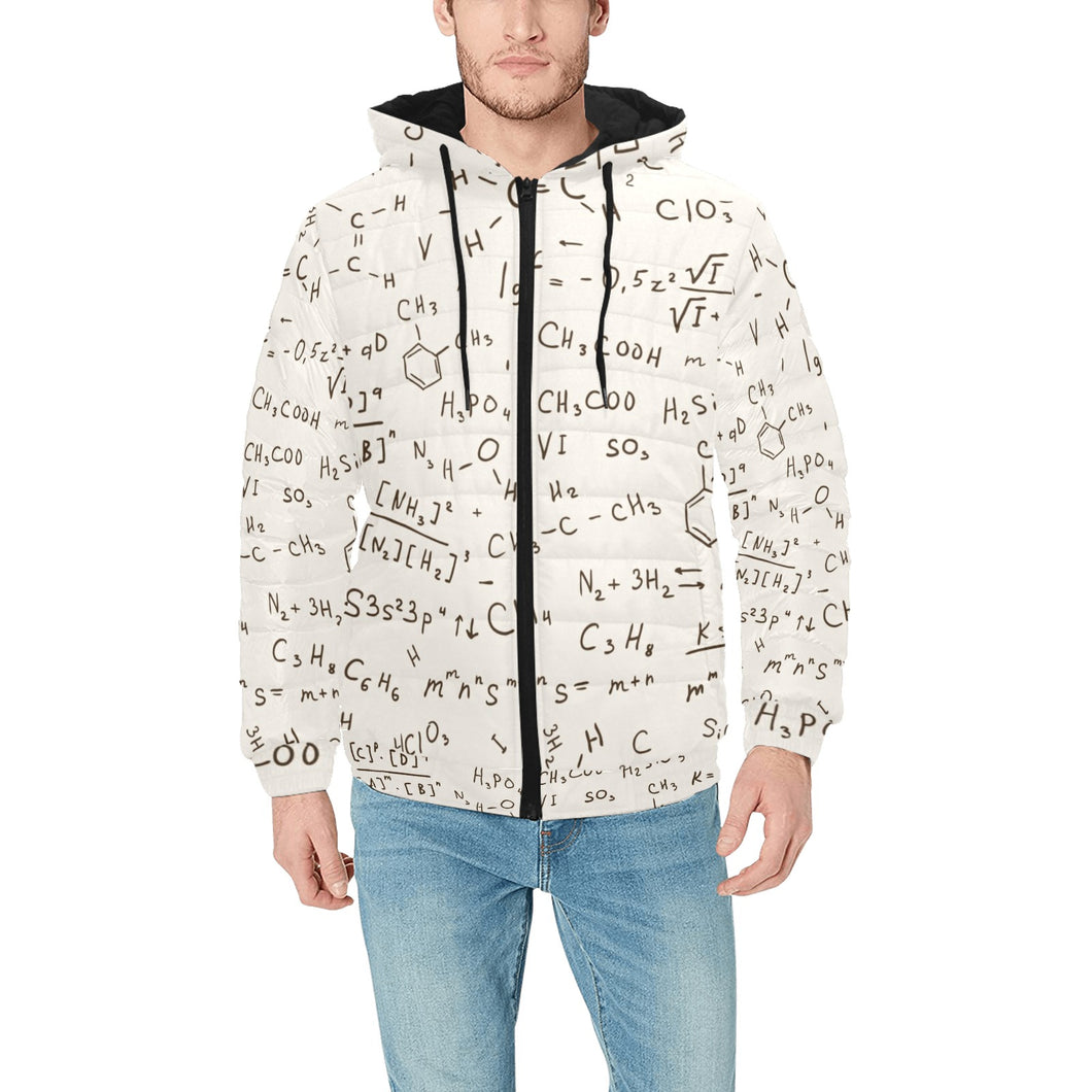 Chemistry Periodic Table Pattern Print Design 04 Men's Padded Hooded Jacket