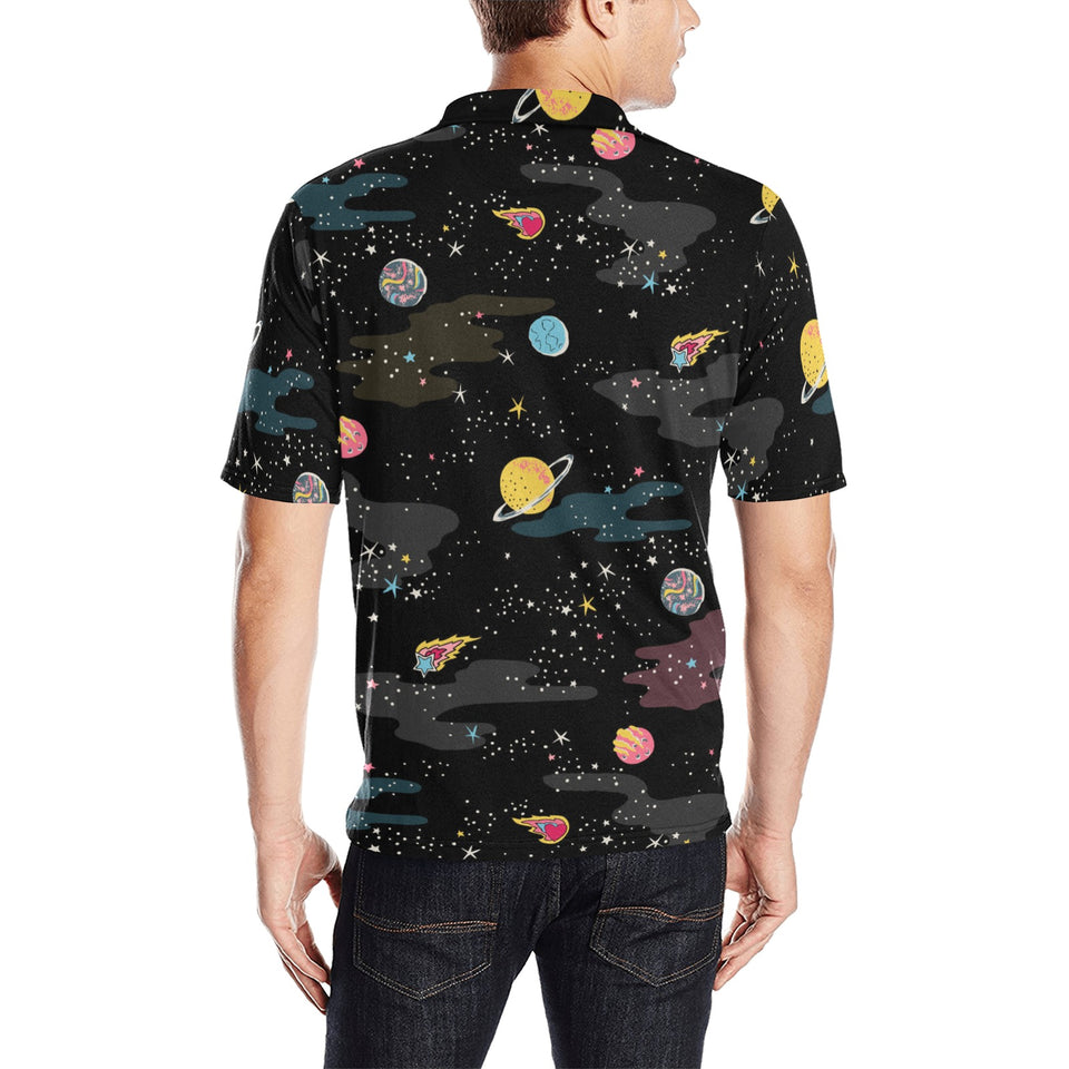 space pattern Men's All Over Print Polo Shirt