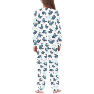 Pigeon Pattern Print Design 02 Kids' Boys' Girls' All Over Print Pajama Set