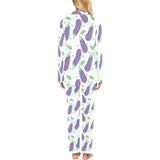 Eggplant Pattern Print Design 05 Women's Long Pajama Set