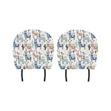 lama Alpaca cactus hand drawn pattern Car Headrest Cover